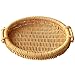Style Japonais Rotin Barre D’État,Stockage Manuel Rectangle Rond Basket Bread Snack Fruit Cake Tea Wine Coffee Service Plaque-Rond 25x28cm(10x11inch)
