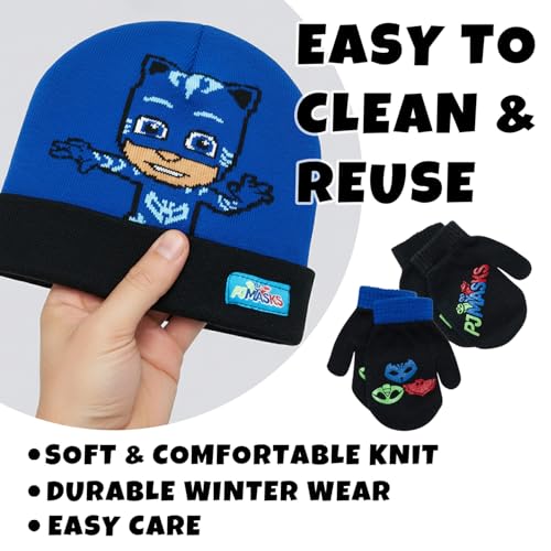 Image of PJ Masks Winter Hat and 2 Pair of Gloves or Mittens Set (Age 2-7)