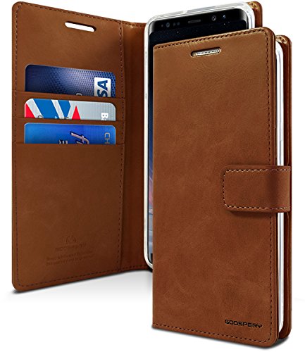 GOOSPERY Blue Moon Wallet for Samsung Galaxy Note 8 Case (2017) Leather Stand Flip Cover (Brown)