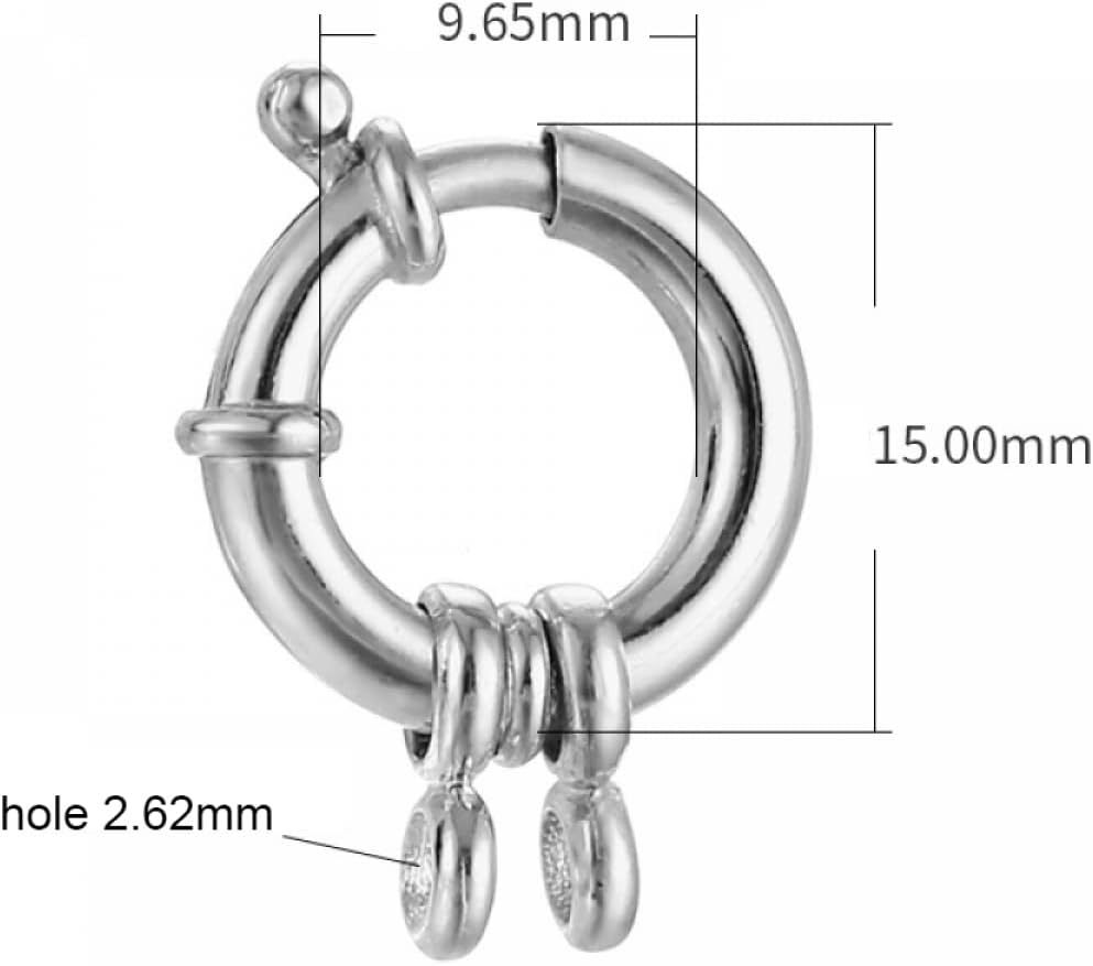 925 Sterling Silver 15mm Spring Ring Clasps Round Close Ring Clasp Findings for Necklace Bracelet Jewelry Making - Image 2