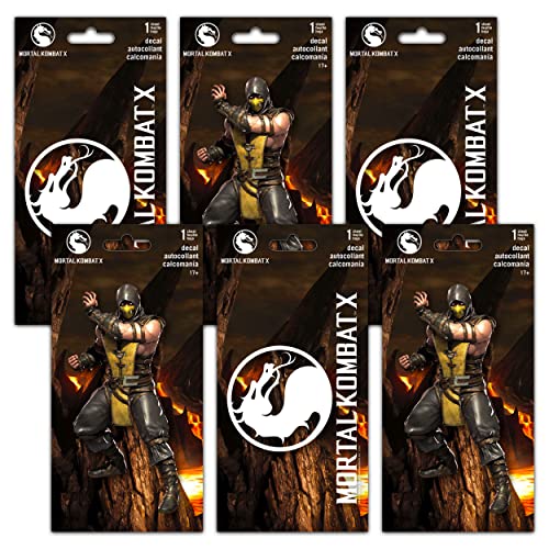 Mortal Kombat Stickers Scorpion Decals for Cars Walls Ultimate Set - 6 Pack Mortal Kombat Decal Stickers for Laptop, Car, MacBook, Water Bottles, and More (Mortal Kombat Room Decorations)