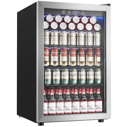 Reyleo Drink Cooler 4.5 Cu.ft Beverage Refrigerator Cooler, 145 Can Mini Fridge with Digital Temperature Display for...