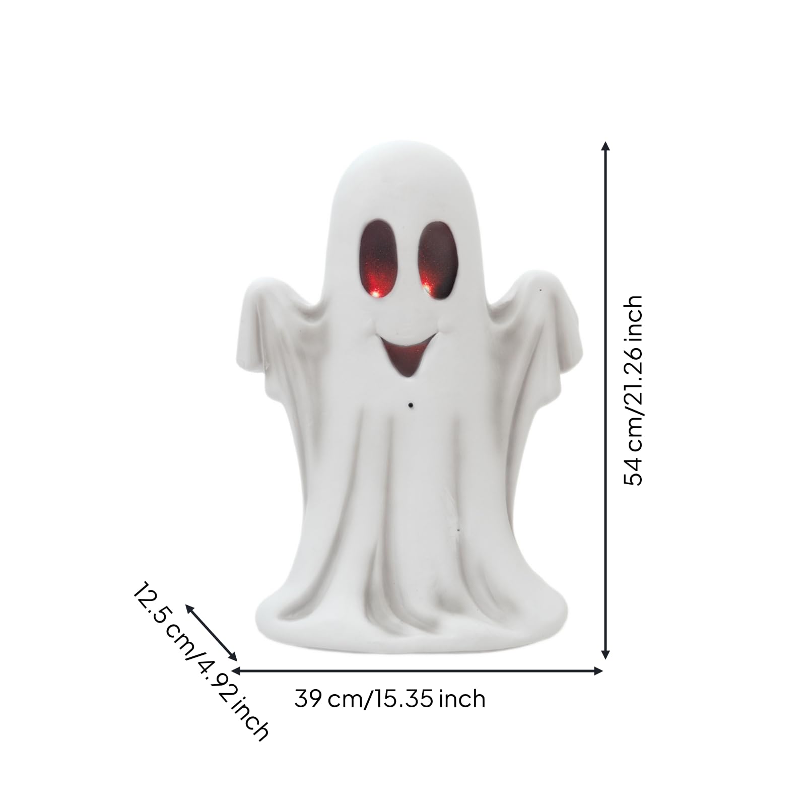 Amagogo Halloween Leuchtfigur Geist Deko Figur Lampe Fensterdeko mit Steuerpunkt Vorn Und Fach Hinten Rotes Schimmern für Eingang Wohnzimmer Terrasse Fest