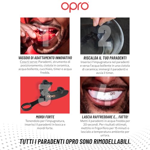 Opro Nuovo paradenti sportivo Bronze per adulti e ragazzi con custodia e dispositivo di adattamento, per hockey, lacrosse, rugby, MMA, boxe e altri sport di contatto (UFC - Nero, Adulto) - 5