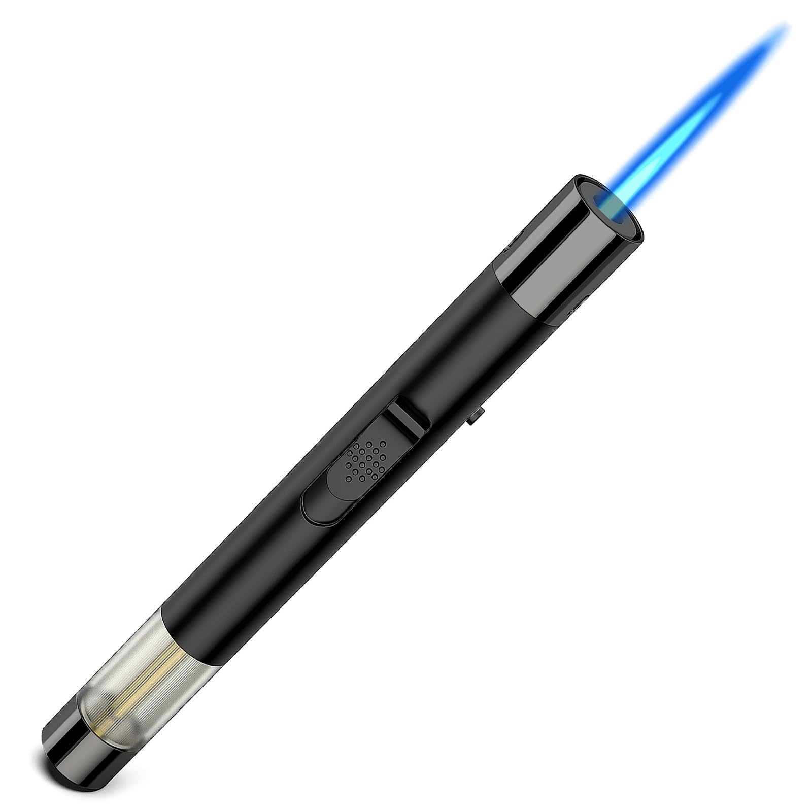 Juspota 19cm Accendino Jet Flame Antivento Regolabile, Gas Butano Ricaricabile, Accendigas Lungo, Nero (Venduto Senza Gas)