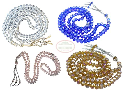 bonballoon Lot 10 Crystal Tasbeeh Sebha Tasbih Sibha Subha Rosary Masbaha Muslim Islamic Islam Worry Bead Prayer Beads 99 Handmade Salah Salat Namaz Allah Muhammad Zikr Dhikr Thikr