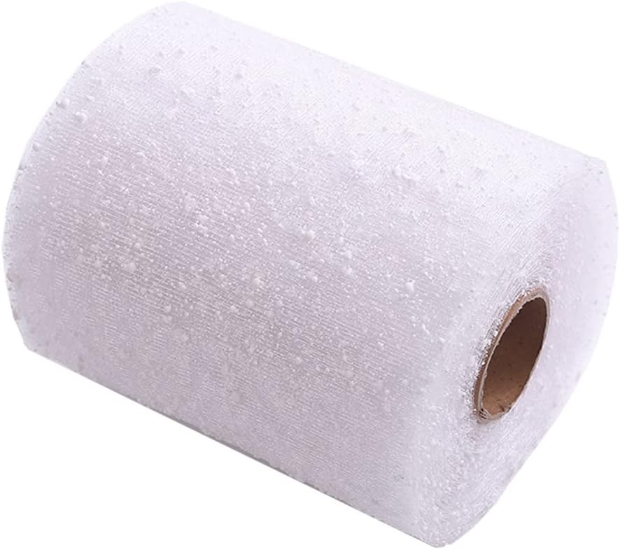 1 Roll Snow Dots Flower Wrapping Mesh Paper Dotes Mesh Florist Bouquet Packaging Wedding Birthday Decoration for Fresh Flowers (White, 16 Yards)