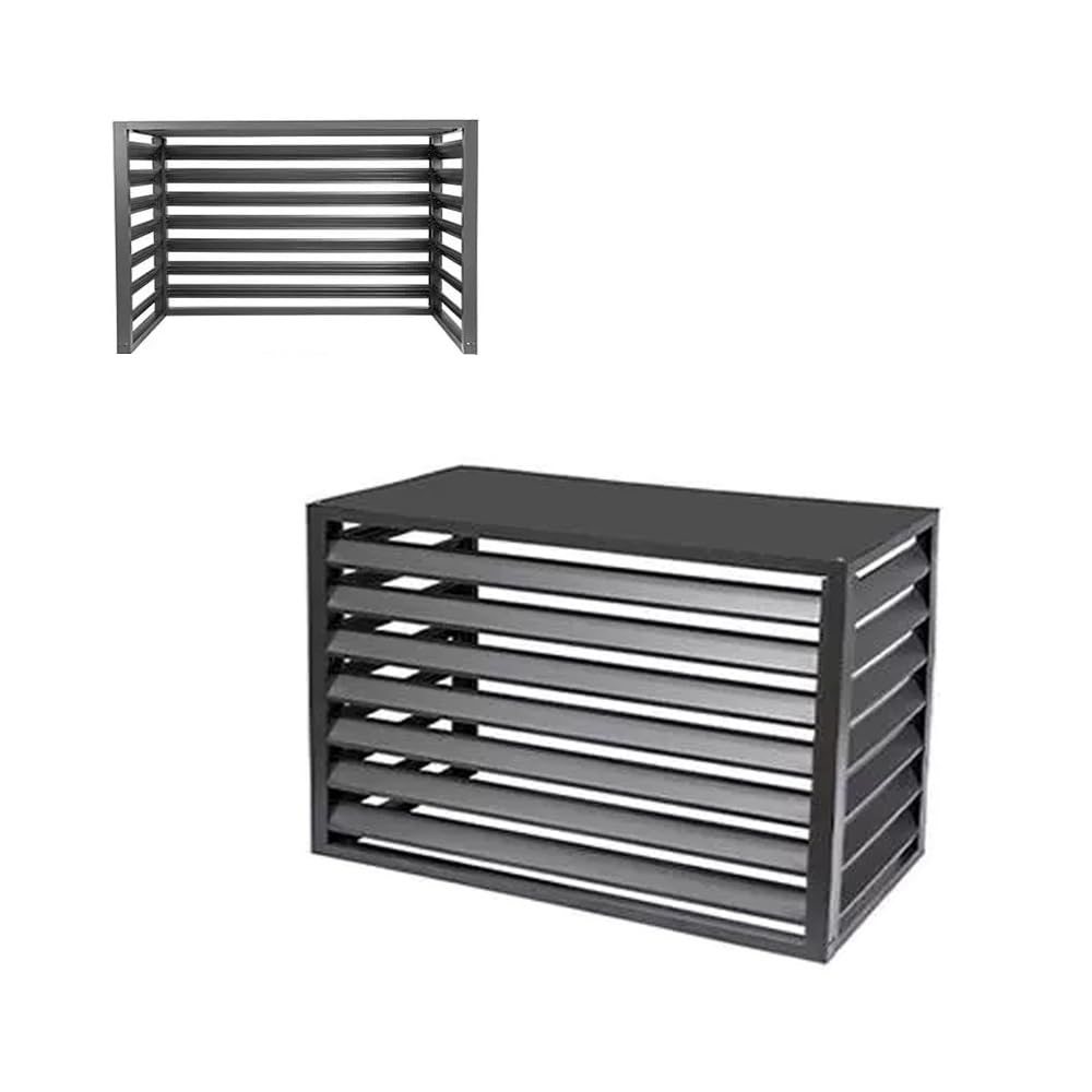 Aluminiowy klimatyzator, ochrona przed wzrokiem, osłona na zewnątrz, osłona klimatyzatora do obudowy sprzętu basenowego, szara (110 x 60 x 80 cm/43,3 x 23,6 x 31,5 cala), trwała i stylowa