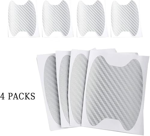 Miniatura 6 de XINLIYA 4 calcomanías protectoras para manija de puerta de automóvil, película protectora universal de fibra de carbono antiarañazos para manija de