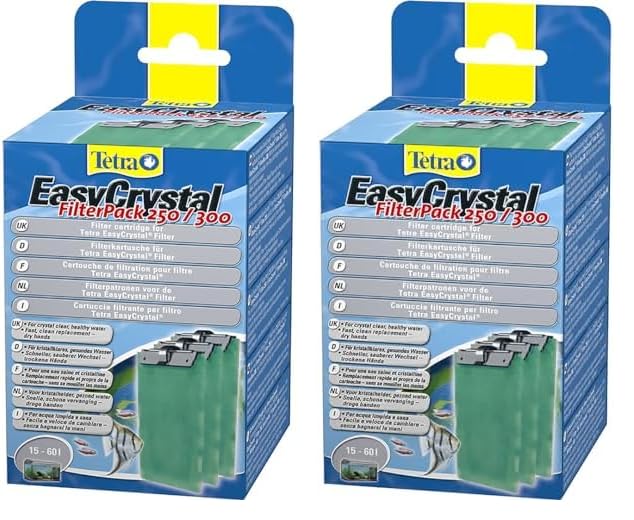 Tetra EasyCrystal Filter Pack 250/300, Filtermaterial für EasyCrystal Innenfilter, geeignet für Aquarien von 15-60 Liter, 3 Stück (Packung mit 2)