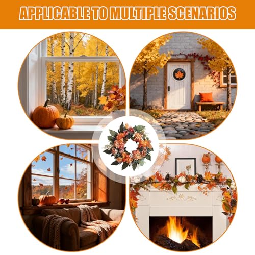 Couronne d'automne fleurs artificielles décoration porte de maison