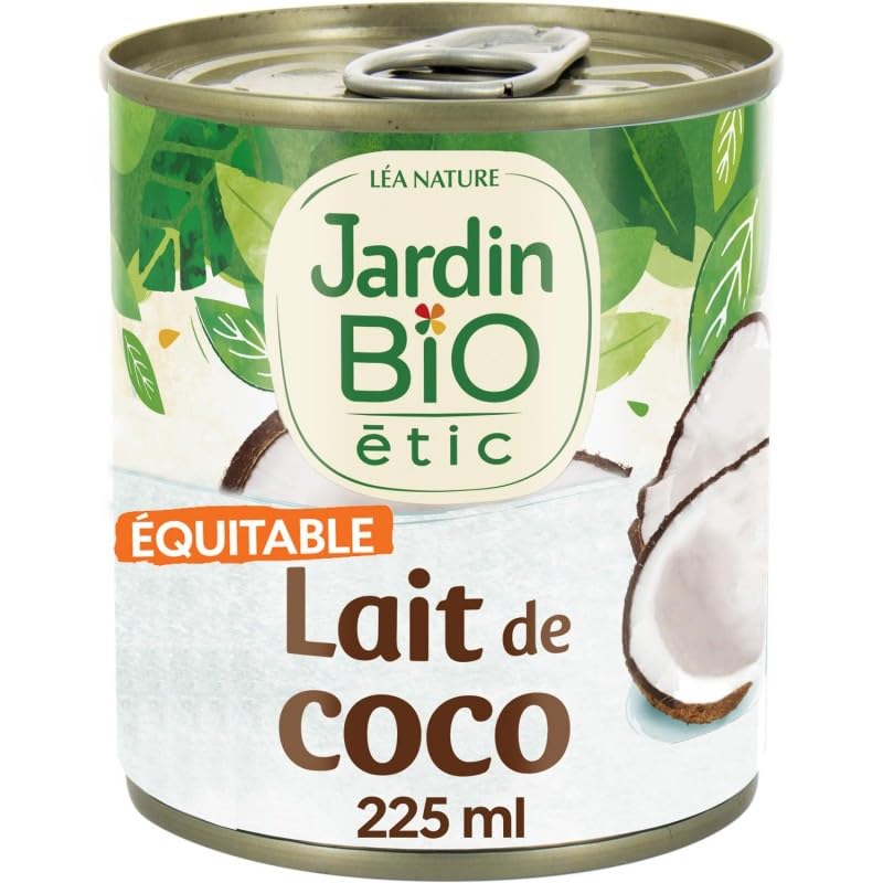 Boissons végétales Jardin Bio Étic - Lait de Coco Bio en Canette Métal 225ml pour une Boisson Végétale Riche et Onctueuse - Idéal pour la Cuisine S - Lot De 4 - Vendu Par Lot