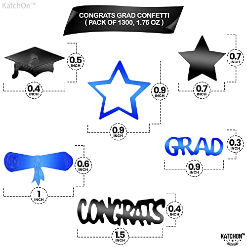 Image of Graduation Decorations 2026 | Blue and Black Congrats Grad Confetti 2026 - Pack of 1300 | Graduation Confetti 2026 | 2026 Graduation Table Decorations, Graduation Confetti Class of 2026, KatchOn