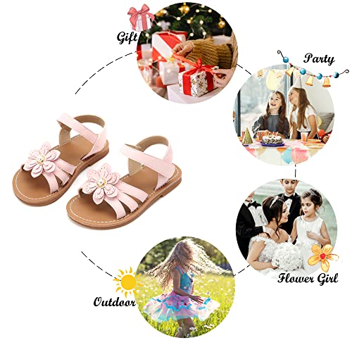 Image of Felix & Flora Toddler Girl Sandals - Little Girl Easter Dress Shoes Lightweight Open Toe Beach Holiday Flats