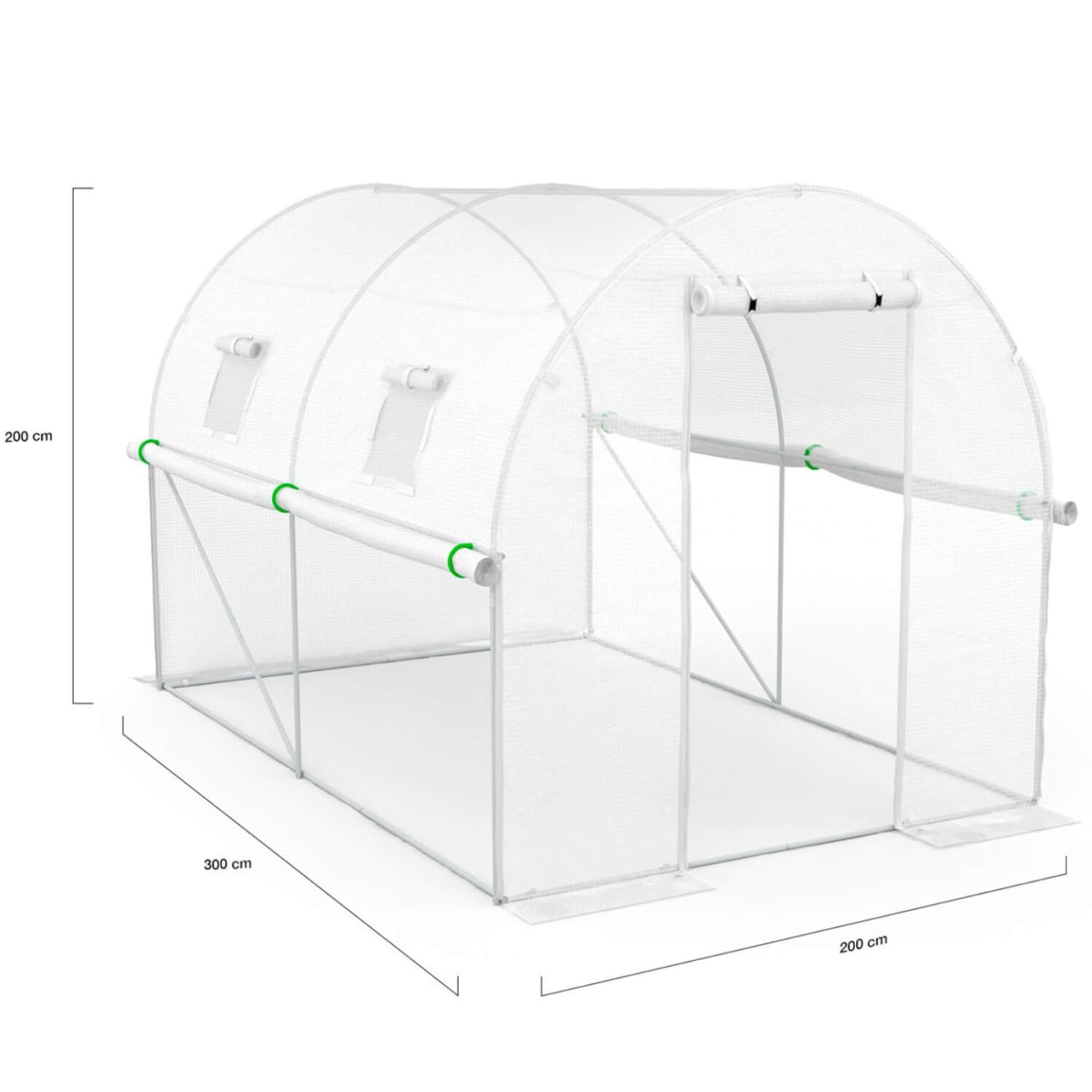 IDMarket - Serra da giardino a tunnel da 6 m², 3 x 2 x 2 m, in acciaio zincato + telo anti-UV con porta e finestre ROMA bianca, per tutte l