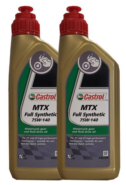 Castrol Full Synthetic 75w-140 Litri 1 Olio Sintetico per Cambio Moto 2T e 4T n. 2 flaconi | 4T n. 2 flaconi