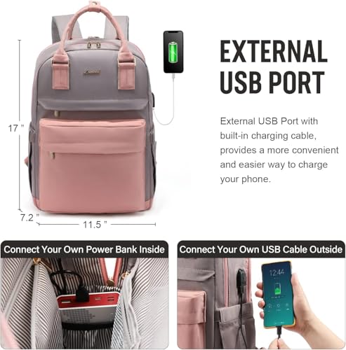 Image of LOVEVOOK Laptop Backpack for Women Girls, 15.6 Inch Waterproof Computer Backpack Student School Cute Bookbag Computer Bag