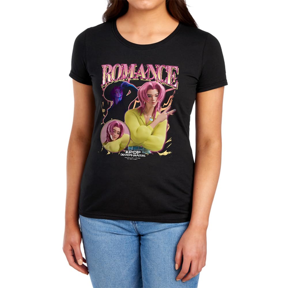 Kpop Demon Hunters Saja Boys Romance Homage Womens T Shirt, Black, L