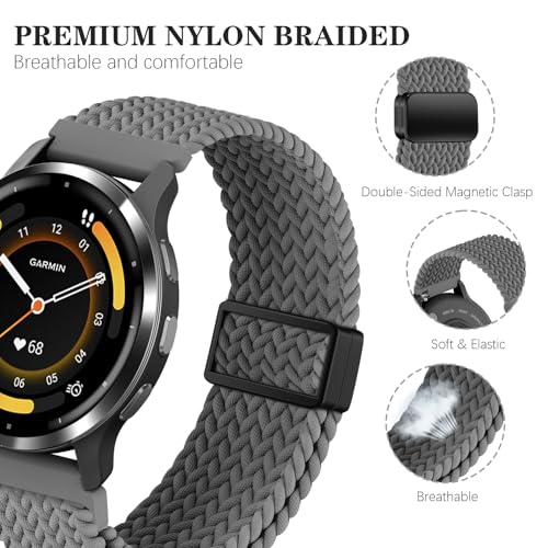 Correa de nylon trenzada magnética 22mm compatible Garmin Venu miniatura 2