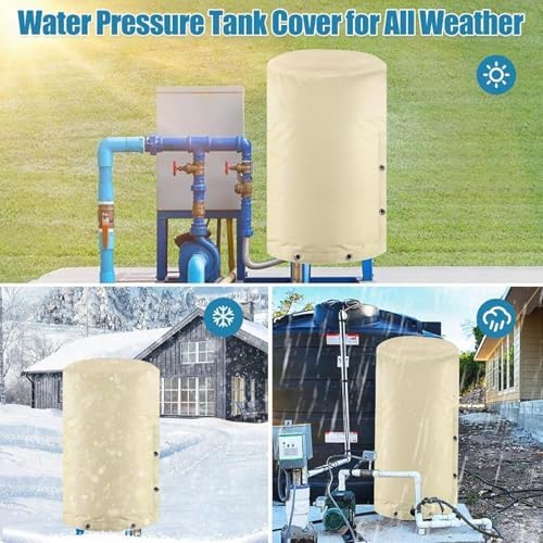 Weatherproof Insulated Well Pressure Tank Cover, Freeze Proof Outdoor Water Pump Protection,600D Heavy Duty Oxford Cloth Insulation Shield for Garden Backyard Lawn Patio Outside(16*34 inches)