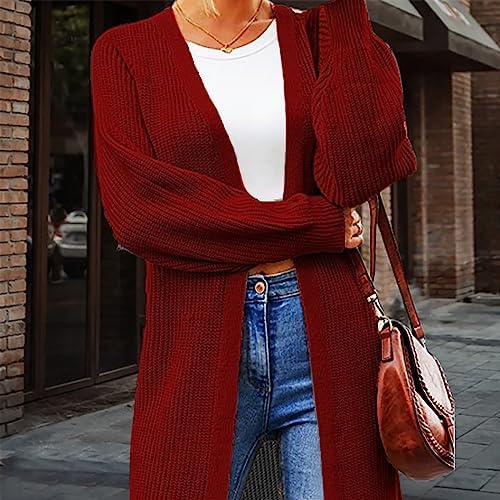 Middellang gebreid vest voor dames, elegant, effen, lange mouwen, open voorkant, jas, licht, herfst, cardigan, groen, XL Middellang gebreid vest voor dames, elegant, effen, lange mouwen, open voorkant, jas, licht, herfst, cardigan, groen, XL