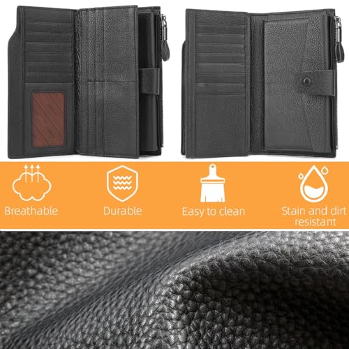Image of YALUXE Women's Real Leather Wallet RFID Protect 21 Card Slots Phone Pocket