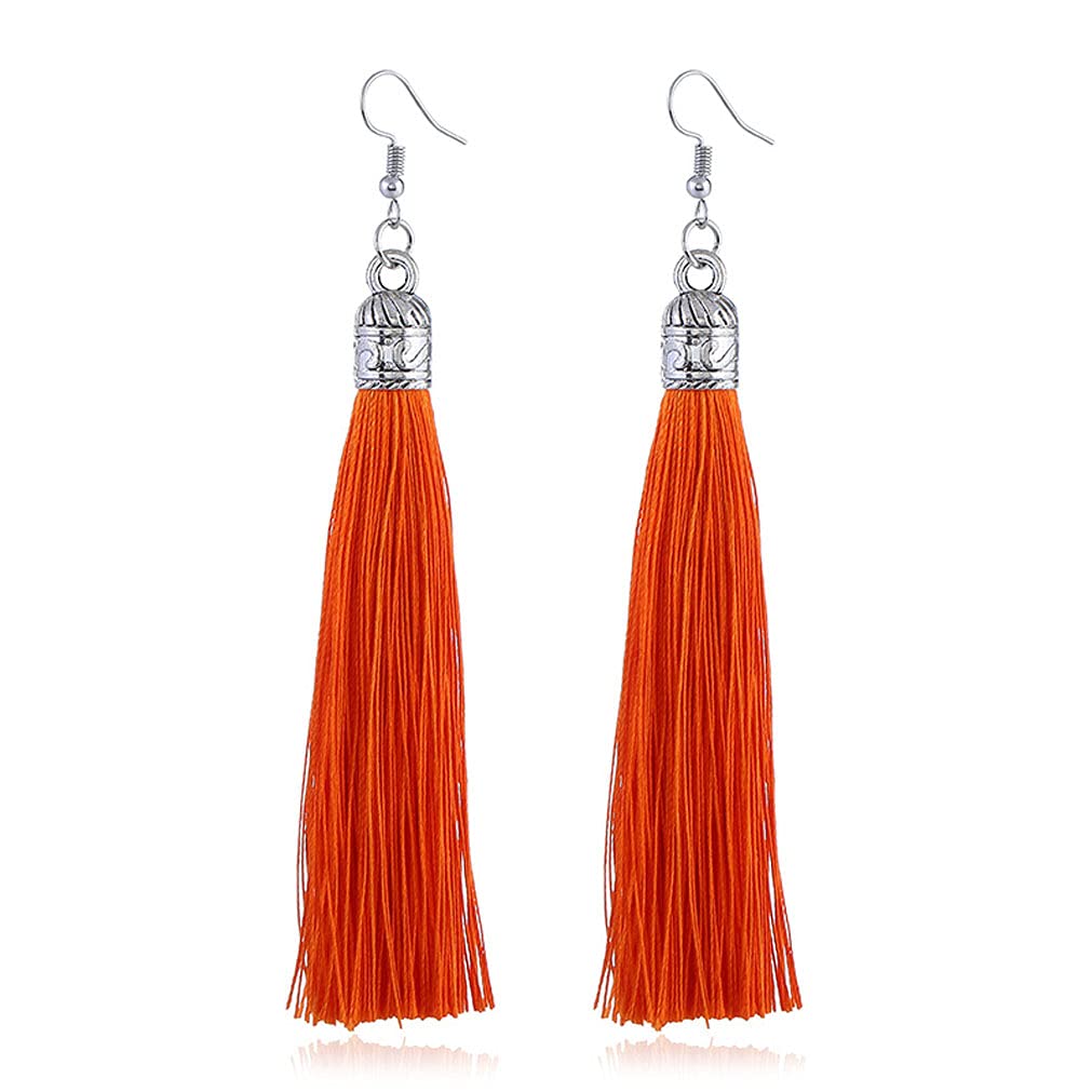 N-K Orecchini Pendenti Bohémien Con Nappa – Etnico, Nero, Design A Corda, 10 Cm