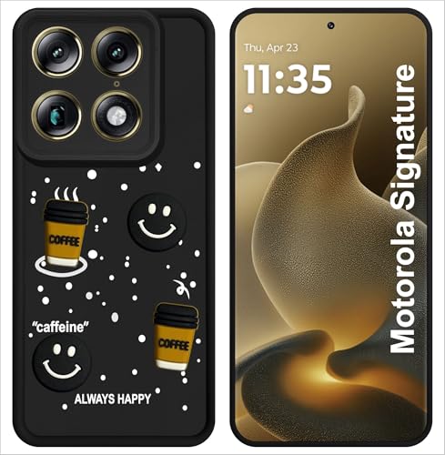 Image of SBMS Silicone Back Cover Case for Motorola Signature | Cute Fun 3D Cartoon, Coffee Design Silicone Case | Camera Protection Bump | Shockproof Back Cover Case for Moto Signature (Coffe Mug Black)