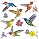 WALPLUS 12 Stück Kolibri Fensterabziehbilder Selbstklebende Antikollisions-Vogelschutz-Aufkleber für Fenster Statische Schmetterlinge, Blumen und Vögel Fensteraufkleber für Vogelschlagschutz