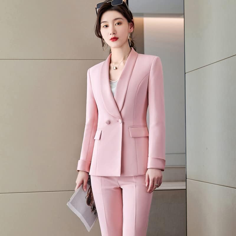 上品な Hjcc ピンクスーツ女性ビジネスフォーマルな長袖スリムブレザーとパンツオフィスレディースワークウェア Reef Org Sa