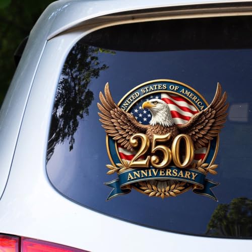 Image of 2pcs 250th Anniversary Car Decal Patriot Eagle with Statue of Liberty | Vinyl Decal for Car Truck Laptop 1776-2026 Bumper Sticker 250 Years USA Independence Day 10 inch