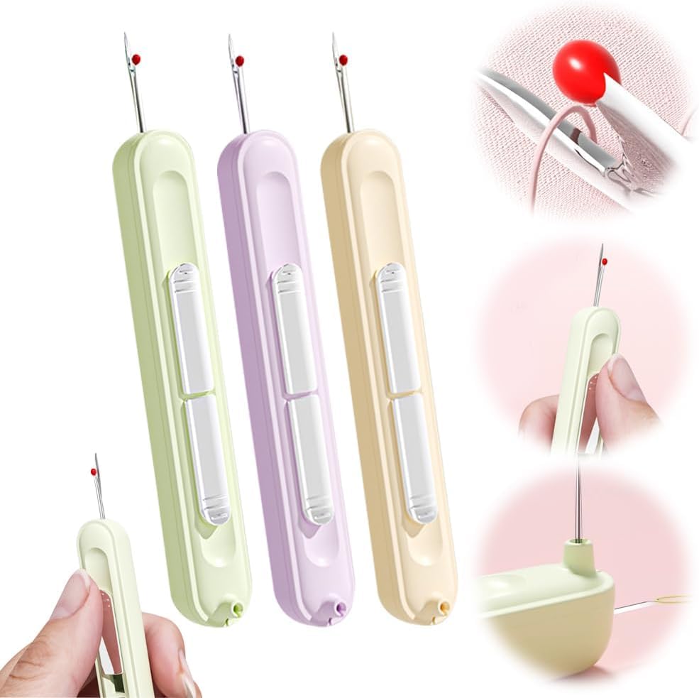 2-in-1 Threader Threader, Retractable Threader Plug-in Threader, Thread Removal Tool for Manual Sewing, Knitting, Embroidery, Needle Thread Removal Device (3PCS)