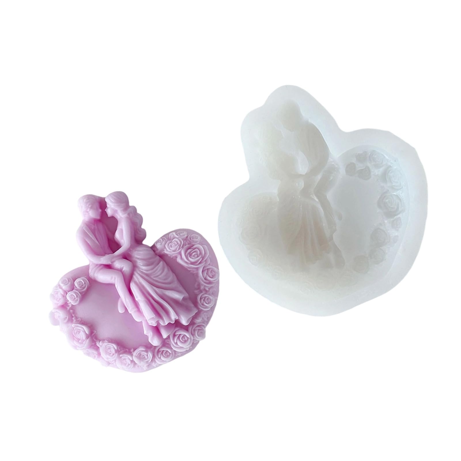 Tsophreniq Mold, Heart Silicone for Making Heart Couple Candled for Diys Soap, Aromatherapys Candled Aromatherapys