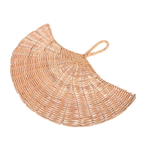 MAGICLULU Décoration Murale En Rotin Tressé Éventail Naturel 40X34Cm Ornement Suspendu Style Nordique Pour Maison Café Restaurant Fête