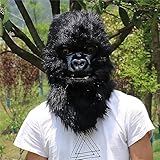 tpone maschera realistica a forma di gorilla mobile con eeys led, maschera pelosa con mascella mobile, maschera a forma di animale per halloween, natale, feste in maschera, maschera luminosa da