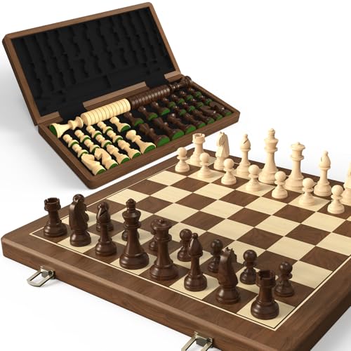 Set Magnético de Ajedrez y Damas de Madera 15" miniatura 7