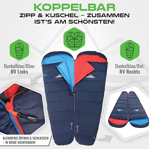 Foto von MOUNTREX Schlafsack 10°C / 20°C - Kleines Packmaß & Ultraleicht (760g) - Outdoor Sommerschlafsack, Mumienschlafsack (205x80cm) - Kompakt, Warm Leicht - Camping Reise Festival - Koppelbar