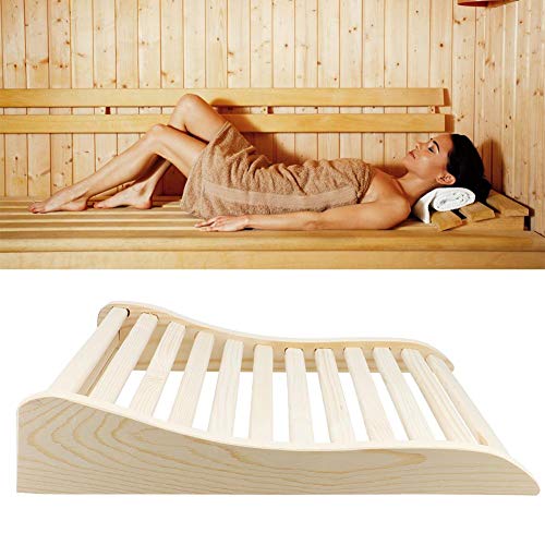 AUNMAS Wooden Sauna Pillow Curved Sauna Headrest Cushion Stress Relieve Tool for Saunaroom Supplies Accessory (17.7 x 15.2 x 3 in)