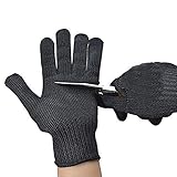 Healthcom 2 Pair Cut Resistant Gloves Anti-Vibration Gloves Heat Resistant Kint Safety Work Gloves High Performance Level 5 Protection, Food Grade,Black