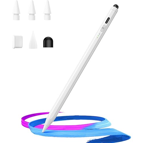 Dual Tip Stylus Pen for iPad 2018-2025,13 Mins Fast Charge with Tilt Sensitivity and Palm Rejection for iPad 11/10/9/8/7/6th Gen,Air 7/6/5/4/3/M3/M2, Pro 13"/12.9"/11"/M4, Mini 7/6/5th,White