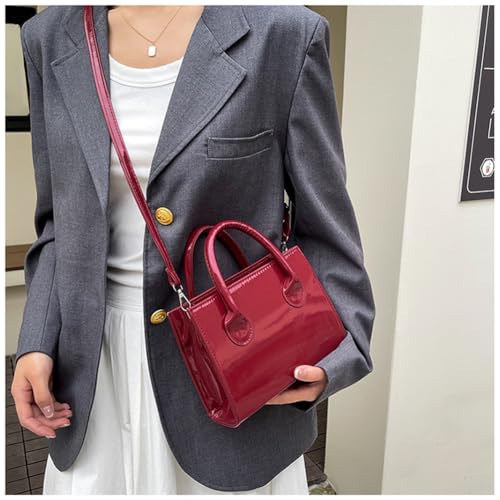 Image of Patent Leather Handbag Shinny Clutch Purse Mini Shoulder Bag Evening Purse for Women