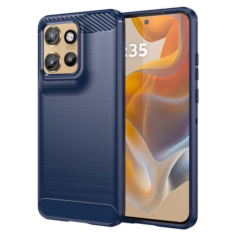 Image of Hybrid Carbon Fiber Back Case for Moto Edge 50 Neo (Blue)