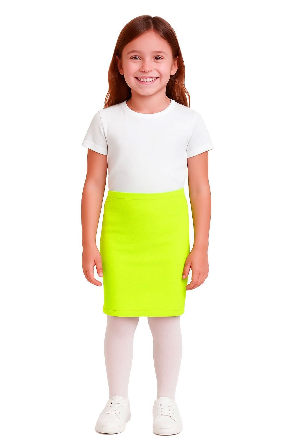 A2z 4 Kids Girls Neon Yellow Plain Pencil Plain Pencil Skirt Trendy Soft Feel Comfortable Summer Fashion - Skirt 9-10