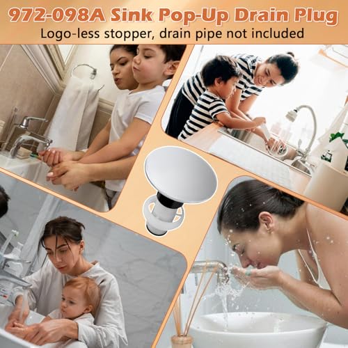 972-098A Drain Stopper Polished Chrome Sink Stopper, Drain Sink Plug Part Push & Seal Drain Stopper Assembly Part STPR Push Seal in Chrome - 2PCS by ulapithi - Image 7