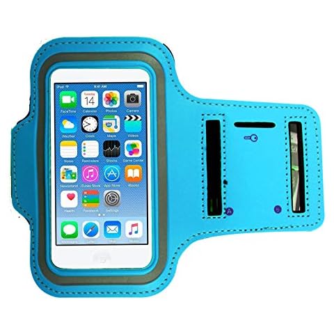 Armband Running Exercise Gym Sportband Sweat Proof Case Slots Key Holder For Apple iPod Touch 5th 6th 7th Genration (Skyblue) Cover