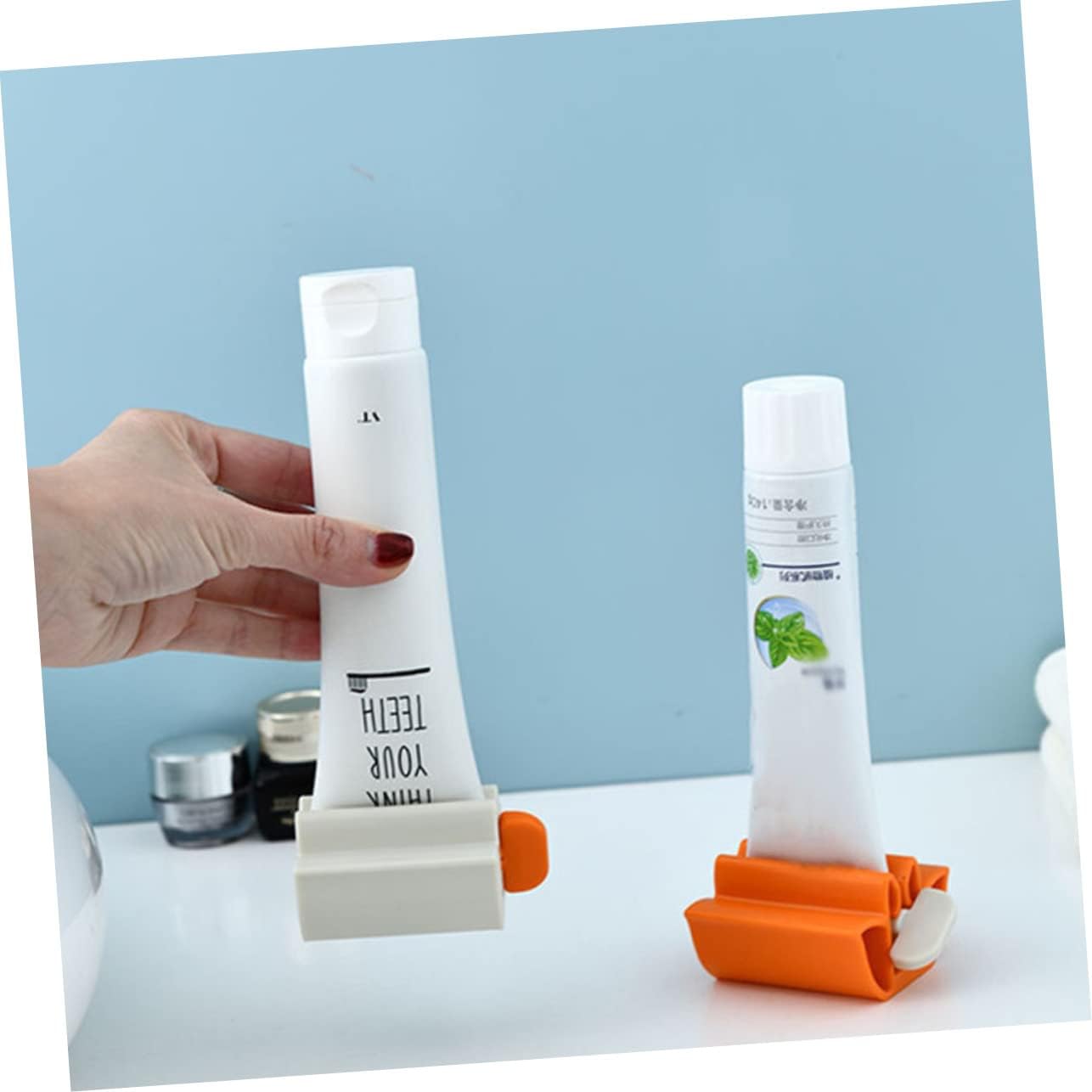 PRETYZOOM 8pcs Toothpaste Tube Squeezer Rolling Handle Design for Easy Dispensing Lotus Shape for Home and Travel