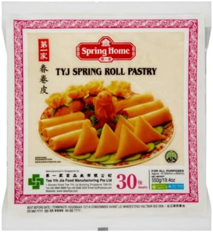 TYJ 10-Inch Spring Roll Pastry | 30 Sheets x 10 Packs | Premium Asian Pastry Wrappers | Ideal for Spring Rolls, Samosas, Snacks & Frying