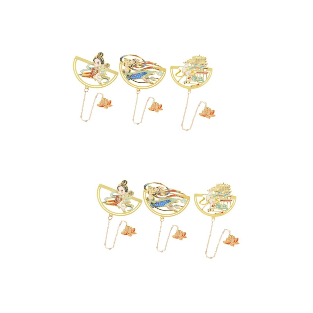 SHINEOFI 2 Series Marcapáginas De Estilo Chino Marcador Magnético Marcadores Magnéticos Marcapaginas Decoración Marcador De Página De Cadena Marcadores De Chinos. Latón 3 Piezas*2