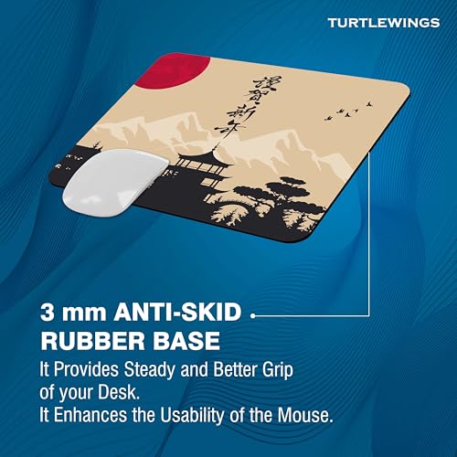 Image of TURTLEWINGS | Mousepad | Japanese Theme Aesthetic Mouse Pad - 22x18 cm, 3mm Thick | Abstract Design Non-Slip Rubber Base | Office, Study & Gaming Use | Premium Smooth Surface 02 (Design 02)