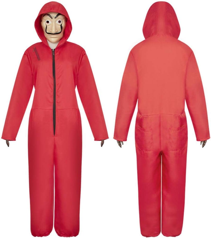 Dailyfun Unisex House of Money Bank Robber Costume Cosplay la casa de Papel red Jumpsuit for Make up Party